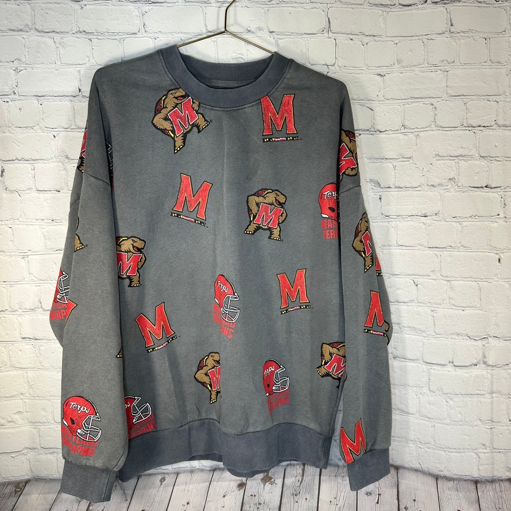 Gameday Couture Maryland Terrapins All Over Print Sweatshirt Gray Small U453
